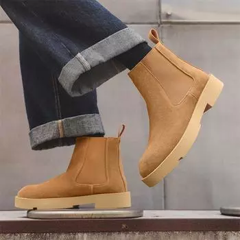 Осенние ботинки Martin мужские британские ретро высокие рабочие ботинки средние повседневные короткие ботинки челси 66618-J 38 коричневый