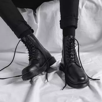 Осенние ботинки Martin на шнуровке Locomotive, мужские британские короткие ботинки в стиле ретро 24458-B 38 чёрный