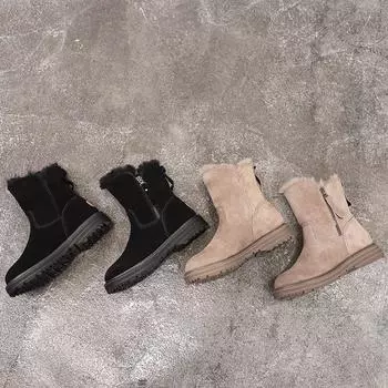 Осенние ботинки Зимние утепленные зимние ботинки Женские полусапожки на плоской подошве 35 чёрный