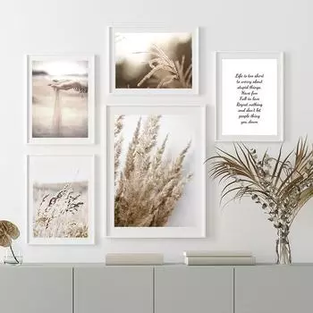 Осенние цветы, травы, растения, пустынный пляж, настенная живопись на холсте, плакаты на скандинавскую тему и принты, картинки для декора стен гостиной 21*30cm