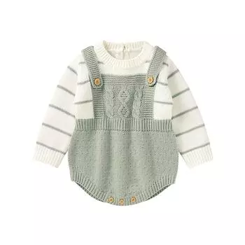 Осенние детские боди, одежда, зимние повседневные вязаные свитера с длинными рукавами для новорожденных мальчиков и девочек, комбинезон для младенцев 0-18 м, цельный комбинезон