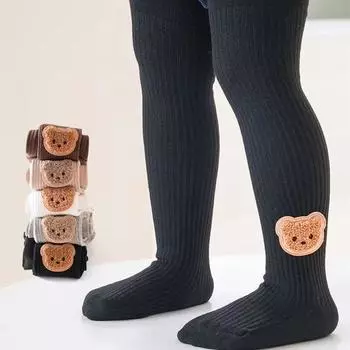 Осенние детские колготки детские леггинсы с рисунком медведя для девочек верхняя одежда брюки Render S for 80-90cm белый