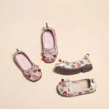 Осенние детские туфли с мягкой подошвой Zapatos Nia, милые детские туфли с рисунком, туфли с клубникой для девочек, туфли на плоской подошве, туфли принцессы для детей, туфли Мэри Джейн 24-insole15.5cm розовый