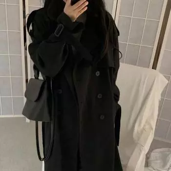 Осенние длинные пальто, женские зимние топы 2023, однобортные двубортные ветровки с лацканами, куртка-тренч для женской одежды S дубильная кора