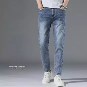 Осенние джинсы мужские тонкие маленькие ноги тренд эластичные мужские повседневные длинные брюки New Tide 27