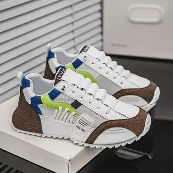 «Осенние европейские мужские дышащие спортивные повседневные туфли 2024 года — большой размер, внутренняя подъемная часть, стиль Dad» 41 коричневый