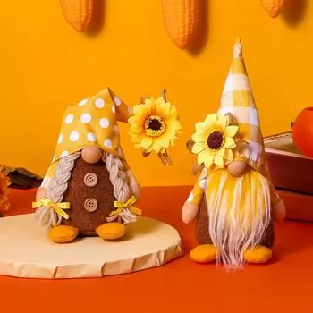 Осенние фигурки гномов, подсолнухи, шведский эльф, гном, плюшевые украшения для Рождества, осени, Хэллоуина, Дня Благодарения, украшения, поделки