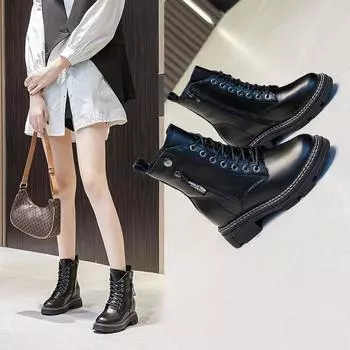 Осенние флисовые женские туфли из натуральной кожи на платформе, увеличивающие рост, стелька с двухсторонней молнией, повседневные утягивающие туфли для студенток 34