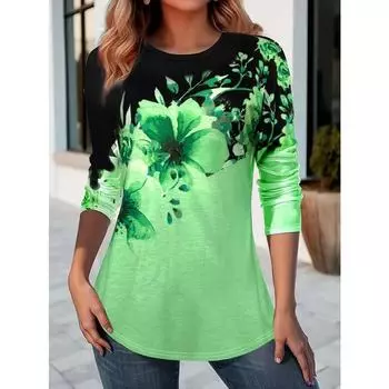 Осенние футболки с 3D-принтом, верхняя женская одежда, весенние женские футболки больших размеров в стиле ретро с длинным рукавом для женщин S