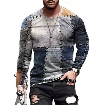 Осенние футболки, весенние футболки с круглым вырезом и длинными рукавами, мужская спортивная одежда, большие размеры, винтажная футболка с 3D-принтом S