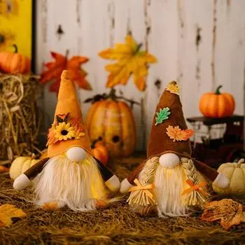 Осенние гномы Украшения на День благодарения Осенние плюшевые куклы эльфов-гномов Куклы гномов на Хэллоуин Подарок на День благодарения Рождественские подарки