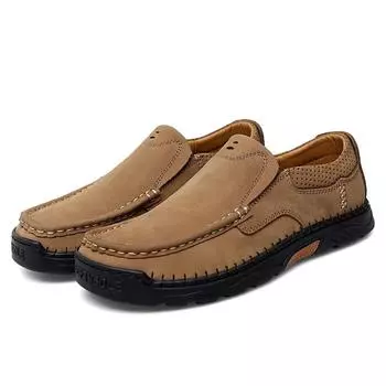 Осенние хиты продаж, обувь для альпинизма на открытом воздухе, утолщенная подошва, нескользящие мужские мокасины, повседневная мужская обувь из натуральной кожи 38 чёрный