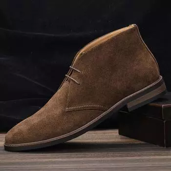 Осенние и ранние зимние замшевые кожаные туфли мужские ботильоны из натуральной кожи на плоской подошве модная брендовая мужская обувь большого размера 45 D199 39
