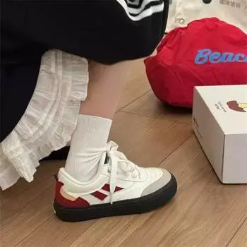 Осенние и зимние белые туфли женские универсальные шикарные нишевые туфли детские 2025 новые спортивные и повседневные туфли с широкими штанинами 35