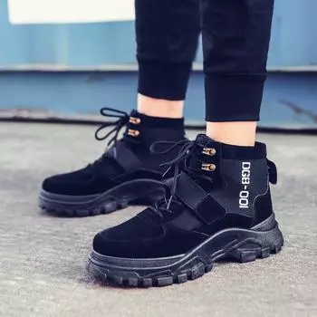 Осенние и зимние ботинки Martin, модная мужская обувь с высоким берцем, ботинки-пустыни в стиле ретро, повседневная обувь на толстой подошве 39 чёрный