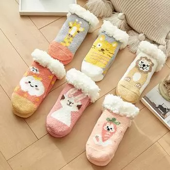 Осенние и зимние детские теплые утолщенные бархатные носки для малышей, носки для сна, нескользящие рождественские носки-тапочки M