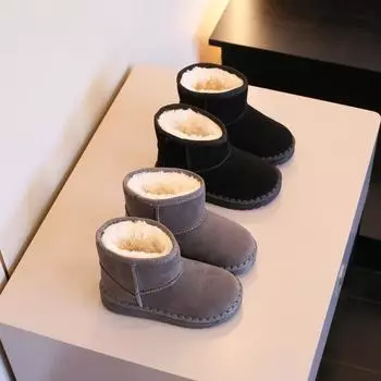 Осенние и зимние детские зимние ботинки Теплая плюшевая детская обувь Детские зимние ботинки Ботильоны 25 коричневый