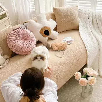 Осенние и зимние диванные подушки в кошачьем стиле, диванные подушки для гостиной, утолщенное противоскользящее пылезащитное тканевое полотенце 70*70cm