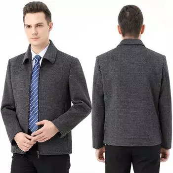 Осенние и зимние двусторонние шерстяные куртки для мужчин среднего возраста, повседневные шерстяные куртки, мужские шерстяные пальто с короткими лацканами 170