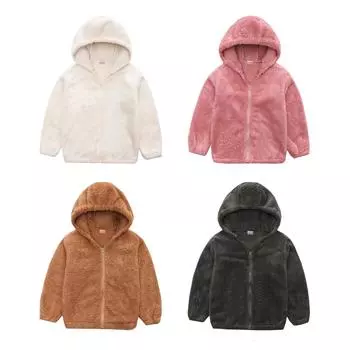 Осенние и зимние флисовые детские куртки, детские свитера с капюшоном для детей среднего и большого размера, рубашки на молнии, куртки для мальчиков и девочек, повседневные теплые пальто 120cm