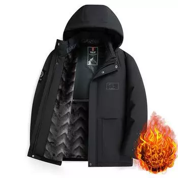 Осенние и зимние хлопковые пальто, бархатные и утолщенные хлопковые пальто со съемными капюшонами, мужская одежда для пап среднего и пожилого возраста XL