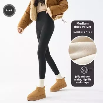 Осенние и зимние кашемировые шелковые брюки Барби плюс кашемировые женские осенне-зимние бесшовные леггинсы с высокой талией и утолщенным флисом Shark S