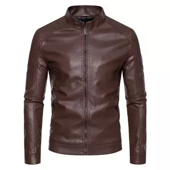 Осенние и зимние кожаные куртки для мужчин, новые осенние мотоциклетные куртки для мужчин, воротник-стойка, узкие деловые повседневные куртки для мужчин M