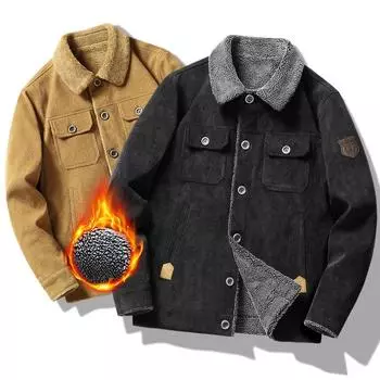 Осенние и зимние куртки для молодых и мужчин среднего возраста, хлопковые куртки с отворотами, мужские куртки больших размеров, утолщенные бархатные модные куртки M