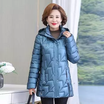 Осенние и зимние куртки для женщин среднего и пожилого возраста, теплая одежда из хлопка, осенние и зимние стеганые куртки для мам среднего возраста XL фиолетовый