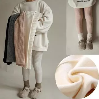 Осенние и зимние леггинсы для девочек, а также бархатные теплые шерстяные штаны, детские эластичные узкие полосатые брюки для малышей 140 белый