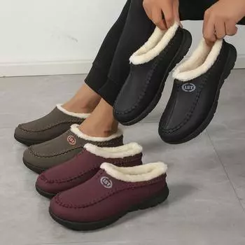 Осенние и зимние меховые хлопковые тапочки Home Cave Shoes Женские хлопковые тапочки 39 чёрный