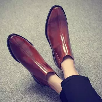 Осенние и зимние мужские ботинки британские остроносые ботинки Martin мужские короткие ботинки модные парикмахерские ботинки Chelsea мужские высокие кожаные туфли 37 чёрный