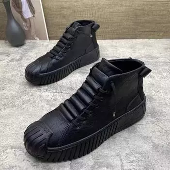 Осенние и зимние мужские ботинки, увеличенные ботинки, повседневная обувь на шнуровке, обувь для скейтбординга, высококачественные уличные ботинки в британском стиле, новые 38 чёрный