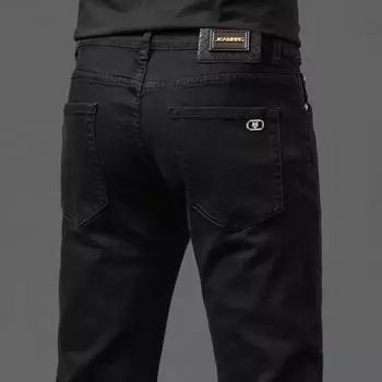 Осенние и зимние мужские черные джинсы Slim Fit Small Feet High-End Light Luxury Business Stretch Universal Casual Брюки 28