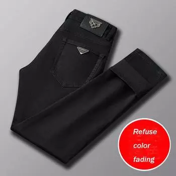 Осенние и зимние мужские черные джинсы Slim Fit Small Feet High-End Light Luxury Business Stretch Universal Casual Брюки 28