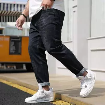 Осенние и зимние мужские джинсы больших размеров, повседневные свободные универсальные джинсы, мужские брюки 52