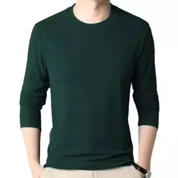 Осенние и зимние мужские футболки с длинными рукавами, немецкие бархатные рубашки с круглым вырезом, универсальные облегающие однотонные топы, популярные модели M