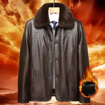 Осенние и зимние мужские кожаные куртки, утепленные бархатные кожаные куртки, зимние пальто, теплые хлопковые пальто и кожаные куртки M