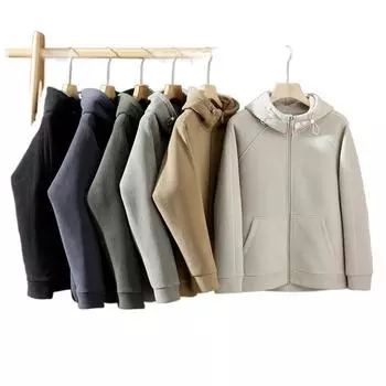 Осенние и зимние мужские куртки Мужская флисовая куртка-кардиган на молнии с капюшоном и свитером Весна и осень M