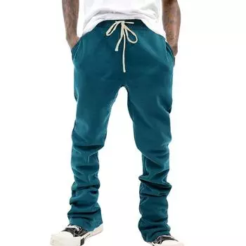 Осенние и зимние мужские однотонные повседневные брюки, свободные прямые брюки S темно-синий