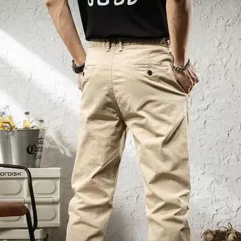 Осенние и зимние мужские повседневные брюки однотонные свободные брюки Harun модные трендовые уличные многослойные обтягивающие рабочие брюки 28