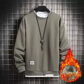 Осенние и зимние мужские повседневные толстовки, поддельные двухсекционные толстовки с круглым вырезом, мужские уличные топы, мужская толстовка XXXXL белый