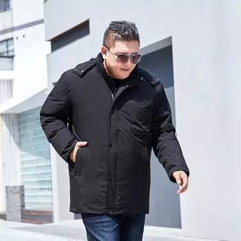 Осенние и зимние мужские пуховики, длинные хлопковые куртки выше колена, повседневная мужская одежда, утепленные и морозостойкие хлопковые куртки, верхняя одежда XXXXXXXXL чёрный