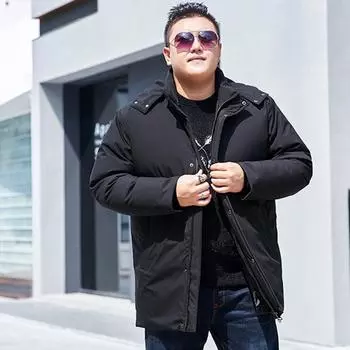 Осенние и зимние мужские пуховики, длинные хлопковые куртки выше колена, повседневная мужская одежда, утепленные и морозостойкие хлопковые куртки, верхняя одежда XL чёрный