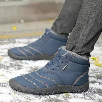 Осенние и зимние мужские теплые хлопковые ботинки с гусиным пухом, хлопковые ботинки для снега, толстые теплые ботинки 38 чёрный