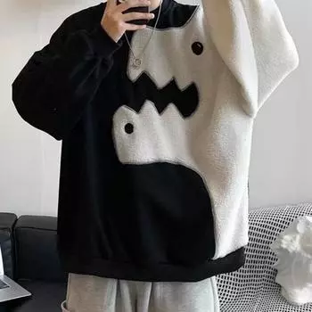 Осенние и зимние мужские толстовки, повседневные толстовки с круглым вырезом, симпатичные мультяшные толстовки с капюшоном в уличном стиле, пуловеры S