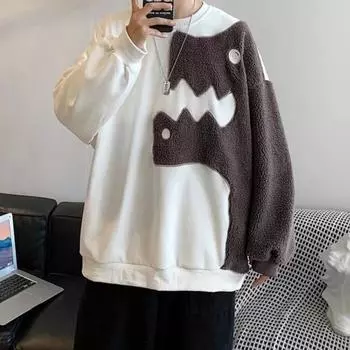 Осенние и зимние мужские толстовки, повседневные толстовки с круглым вырезом, симпатичные мультяшные толстовки с капюшоном в уличном стиле, пуловеры S