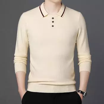 Осенние и зимние мужские вязаные свитера, молодежные повседневные однотонные свитера с лацканами, нижние рубашки, модные M