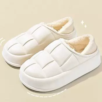 Осенние и зимние непромокаемые хлопковые тапочки женские сумки и домашние тапочки обувь для дома плюшевая обувь для пар 36-37