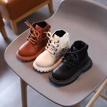 Осенние и зимние новые детские ботинки Classmate, ботинки, импортные кожаные ботинки для мальчиков, короткие ботинки из хлопка, детская обувь для девочек 21 белый